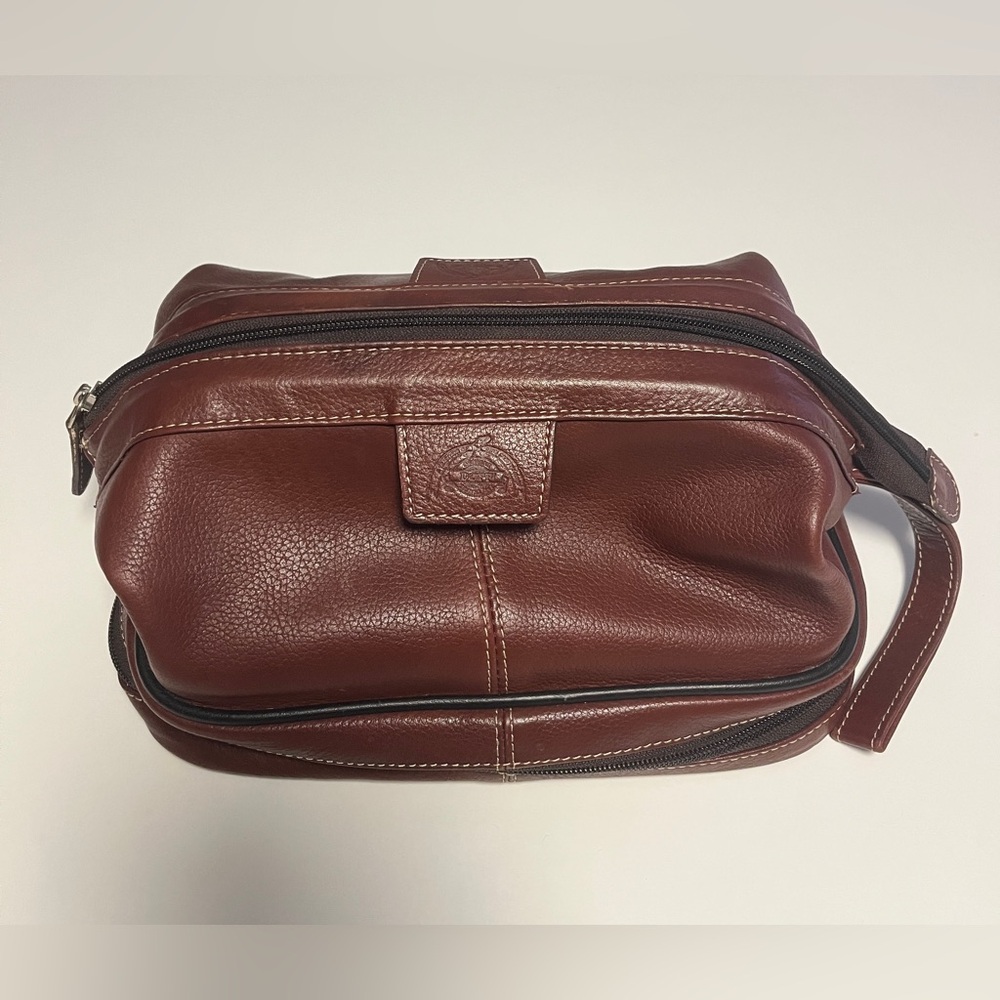 Vtg Dopp Toiletry Men's Brown Leather Water Dopp Travel Bag